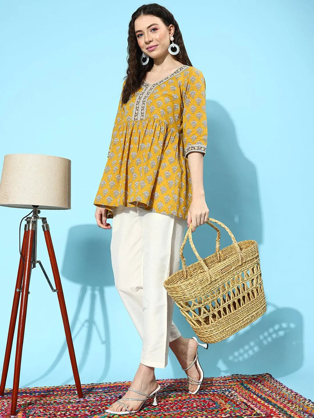 Libas Off White Solid Silk Trousers