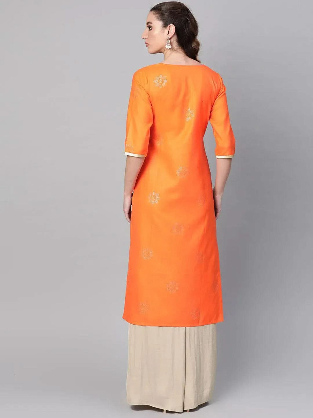 Libas Orange Printed Cotton Kurta