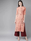 Libas Peach Printed Rayon Kurta