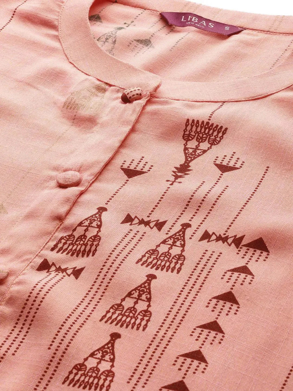 Libas Peach Printed Rayon Kurta
