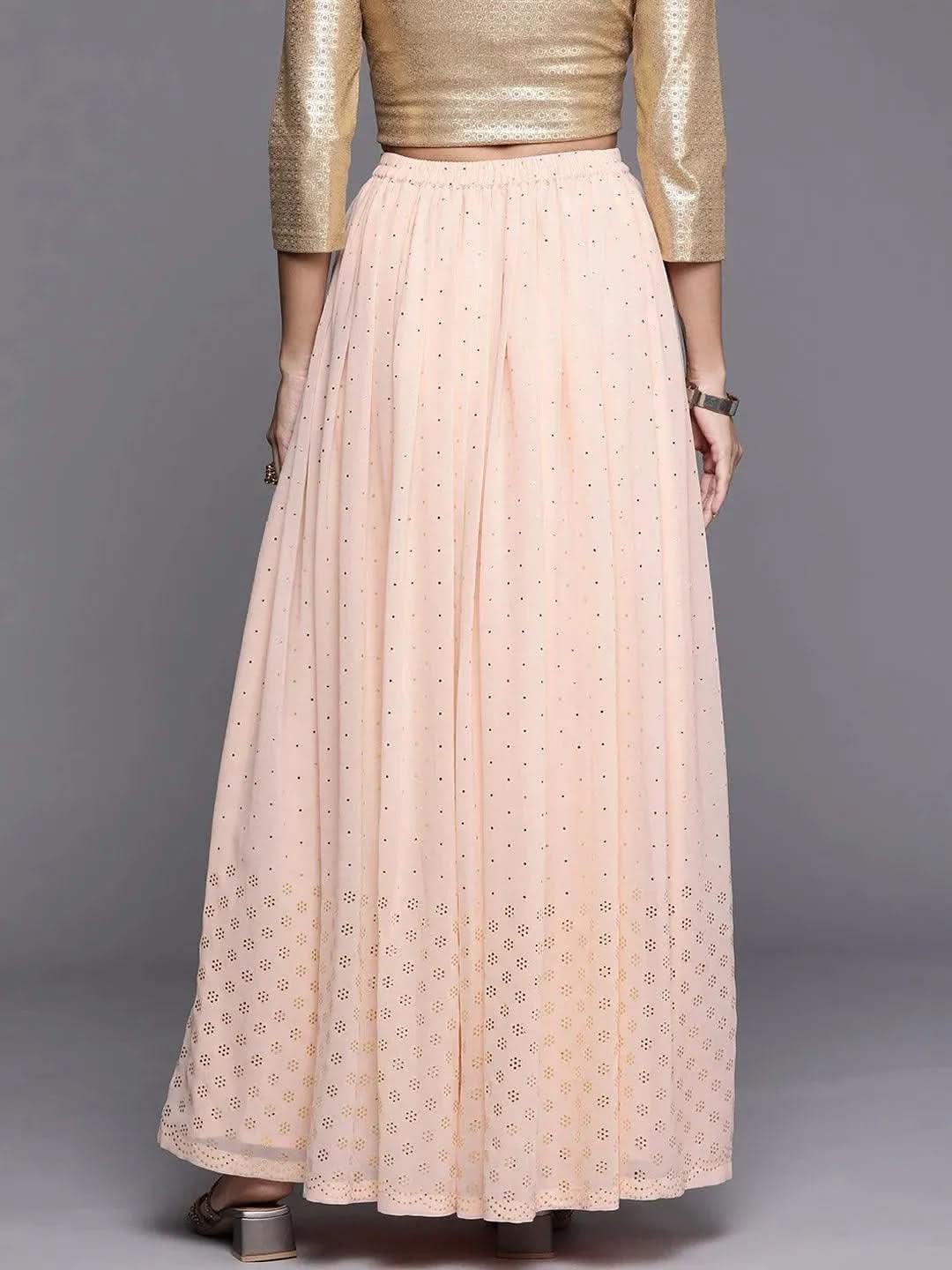 Libas Pink Embellished Georgette Skirt