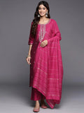 Gerua Pink Embroidered Silk Blend Straight Suit With Dupatta