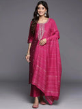 Gerua Pink Embroidered Silk Blend Straight Suit With Dupatta