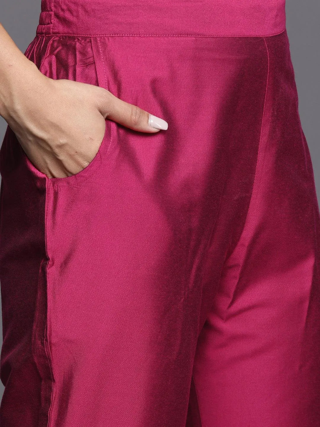 Gerua Pink Embroidered Silk Blend Straight Suit With Dupatta
