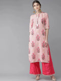 Libas Pink Printed Cotton Kurta