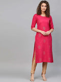 Libas Pink Printed Cotton Kurta