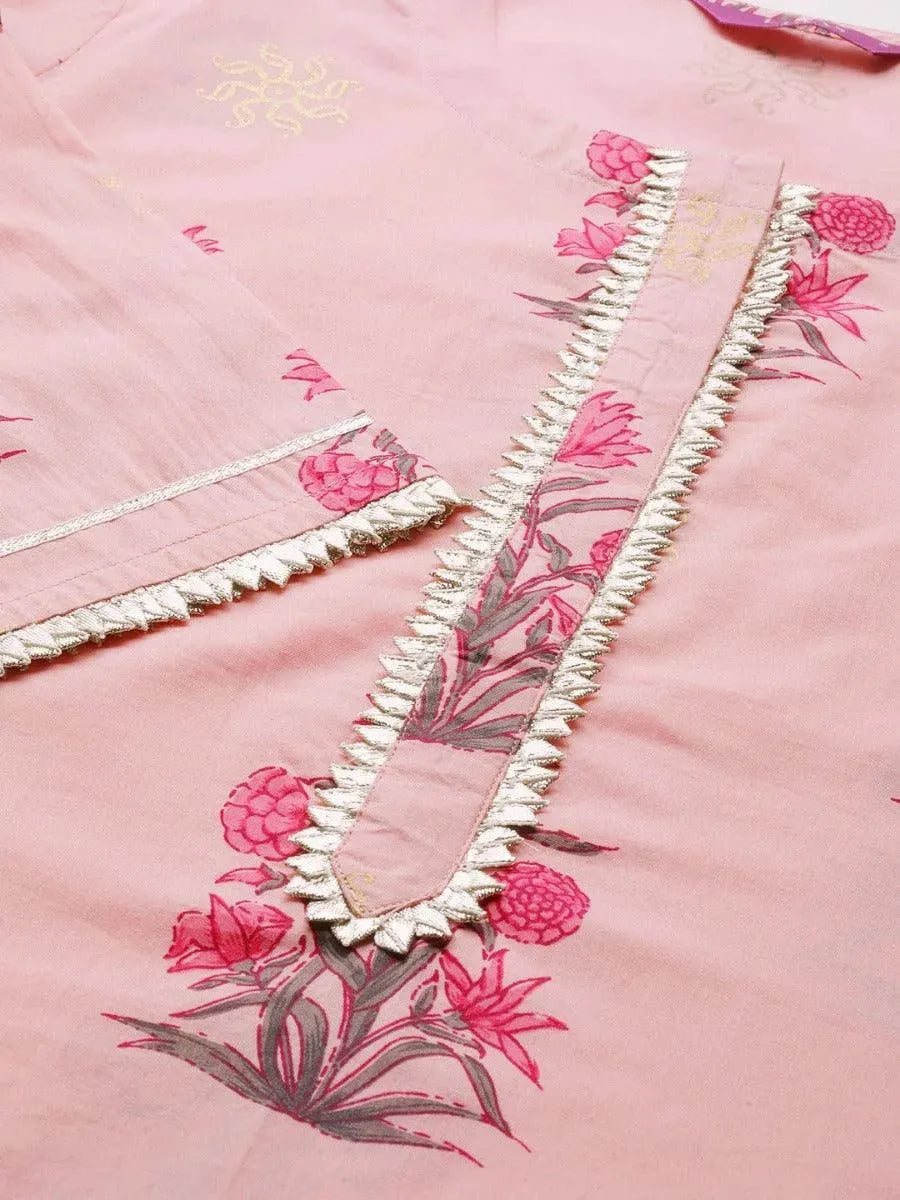 Libas Pink Printed Cotton Kurta