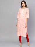 Libas Pink Printed Rayon Kurta