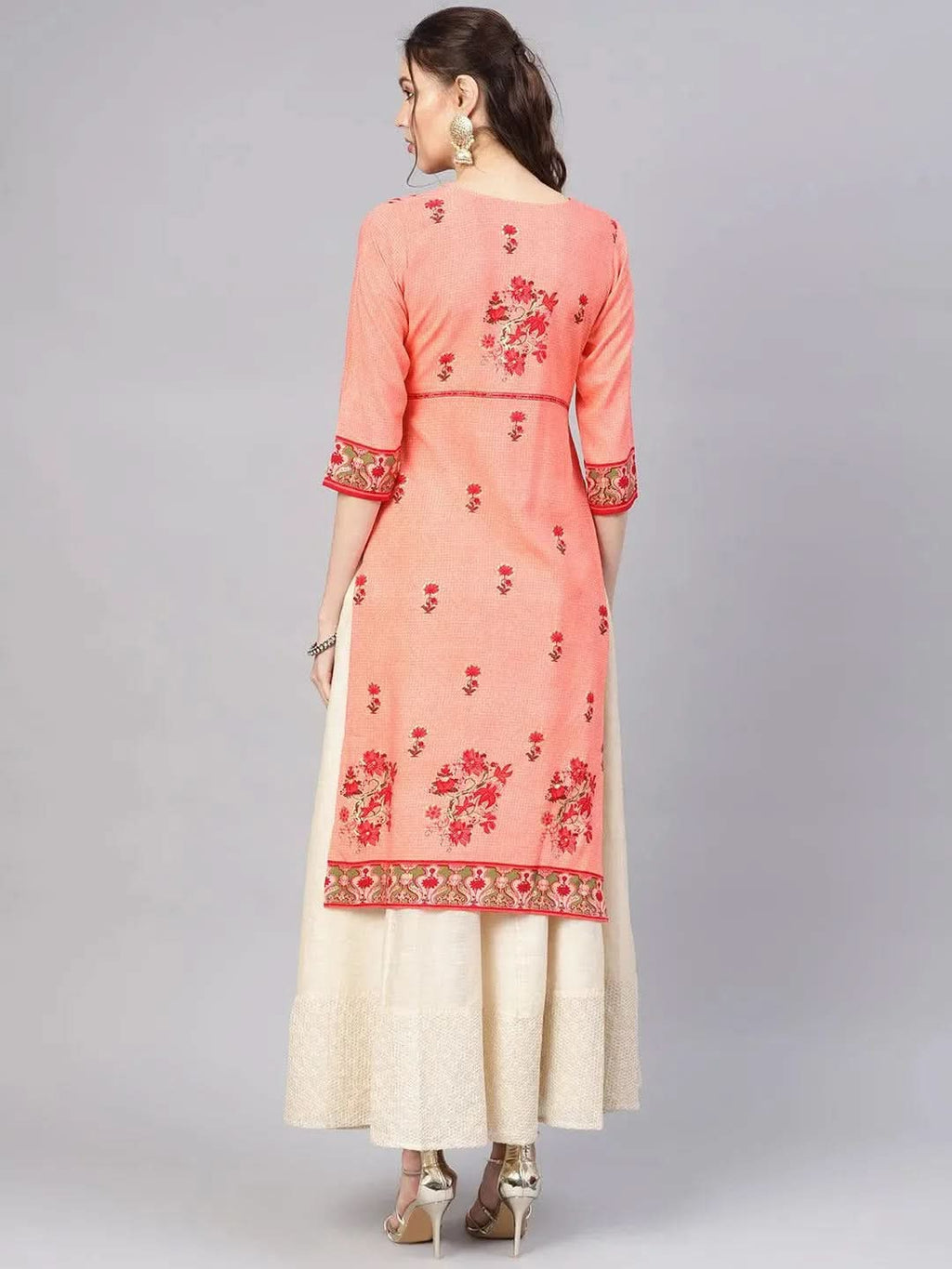 Libas Pink Printed Rayon Kurta