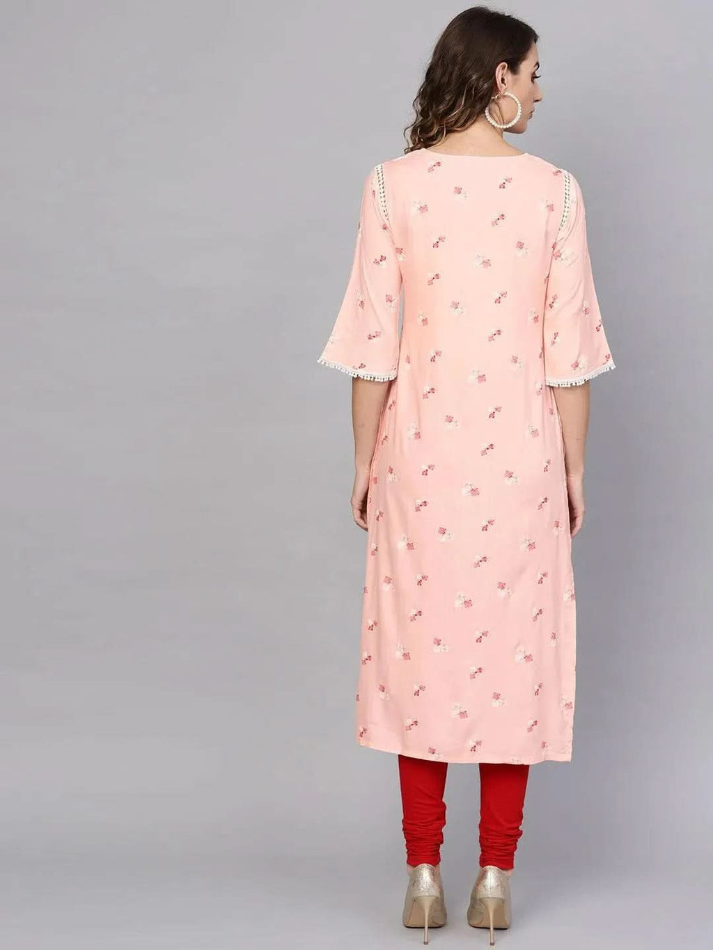 Libas Pink Printed Rayon Kurta