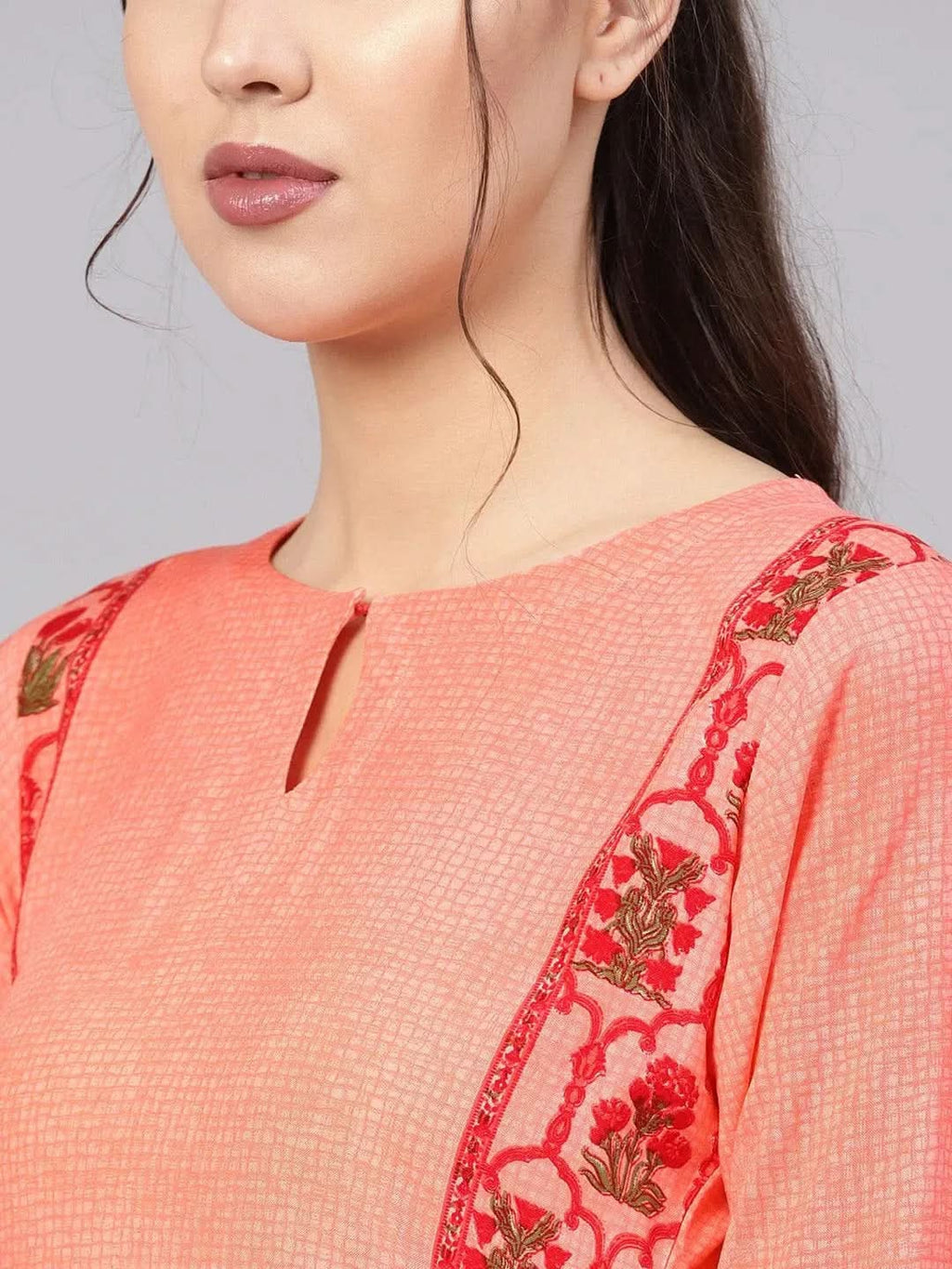 Libas Pink Printed Rayon Kurta