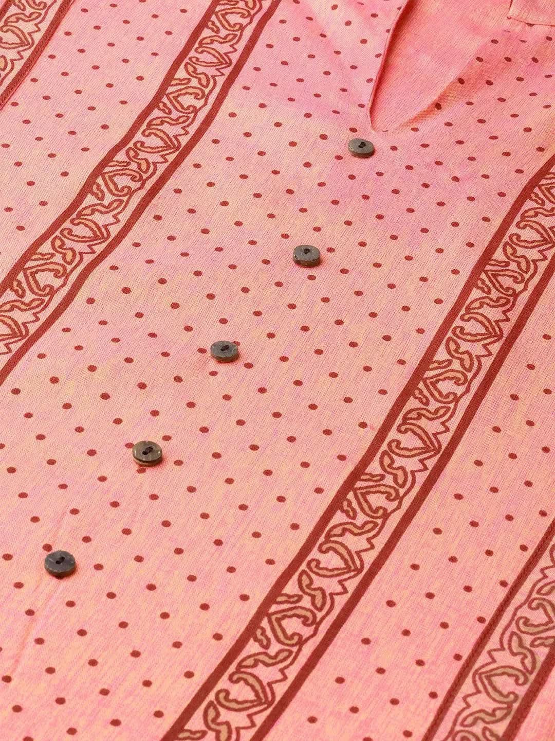 Libas Pink Printed Rayon Kurta