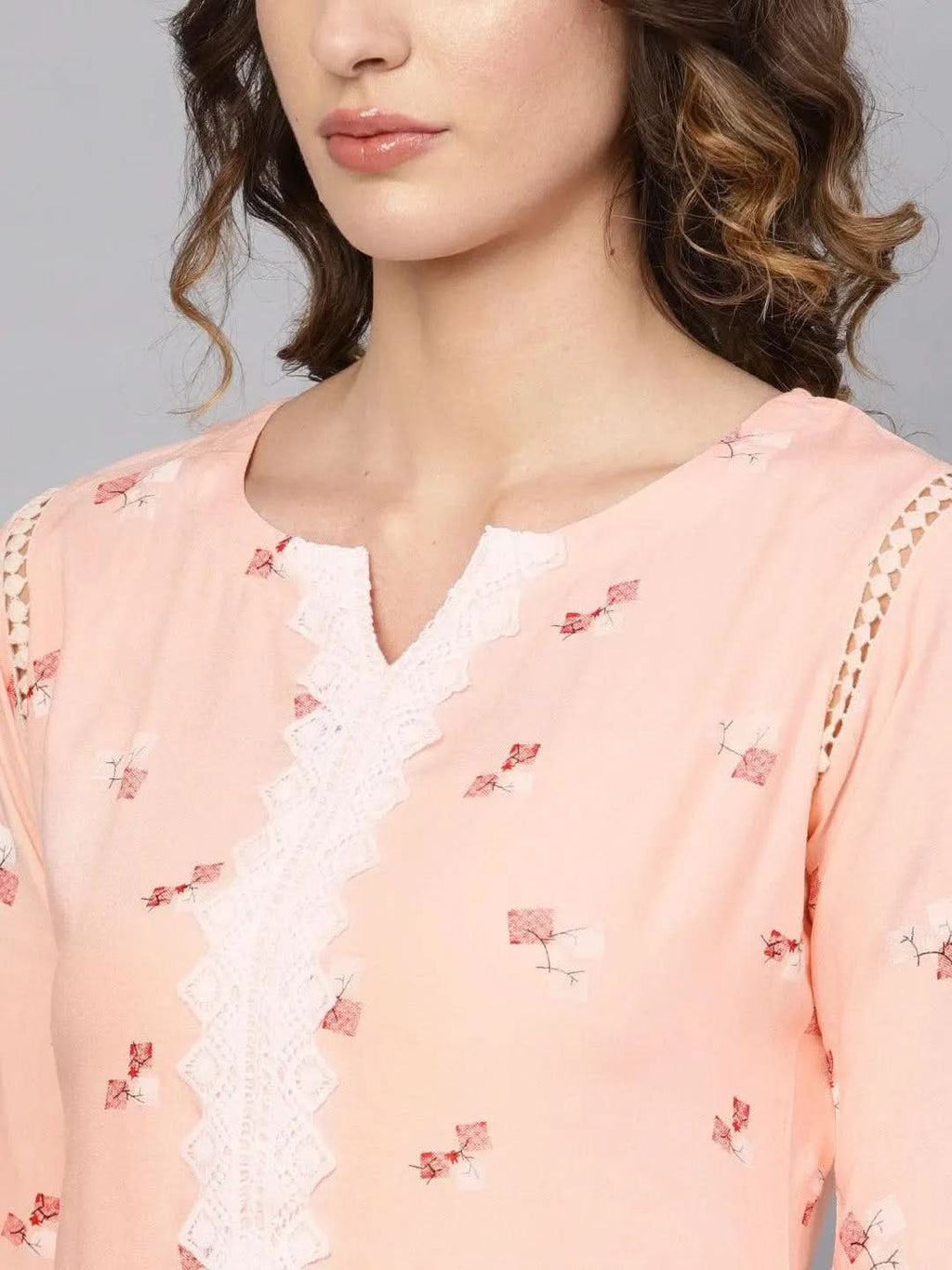 Libas Pink Printed Rayon Kurta