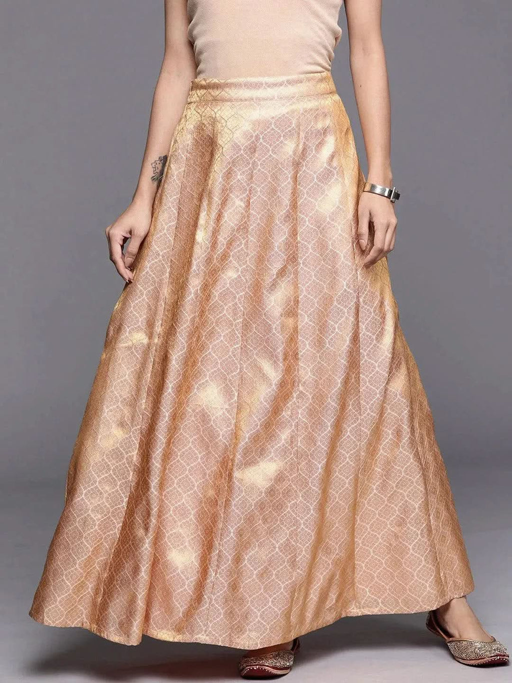 Gerua Pink Self Design Brocade Skirt