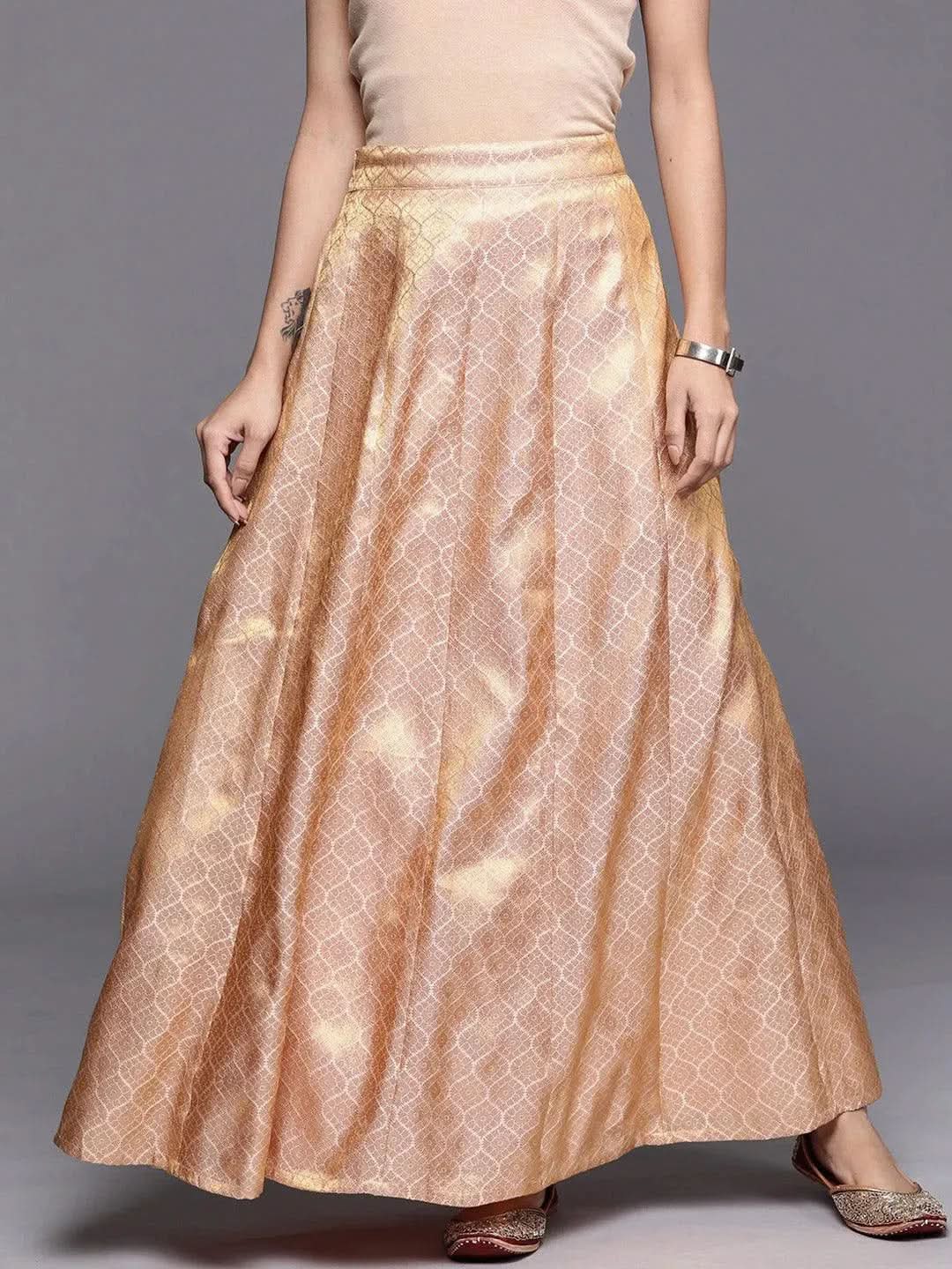 Gerua Pink Self Design Brocade Skirt
