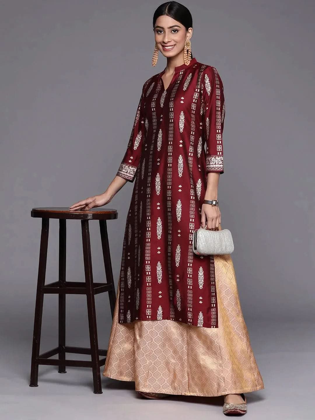 Gerua Pink Self Design Brocade Skirt
