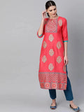 Libas Pink Self Design Chanderi Kurta