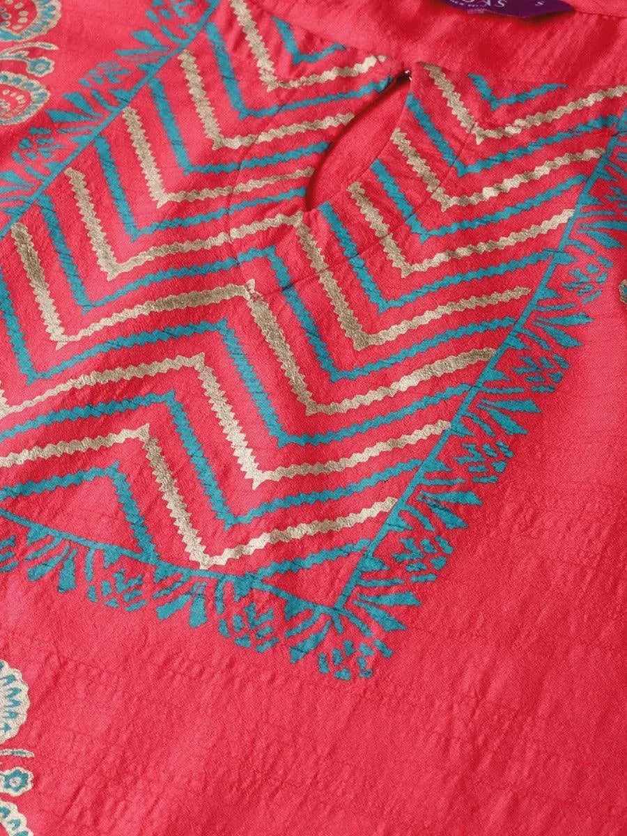 Libas Pink Self Design Chanderi Kurta