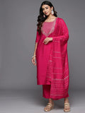 Gerua Pink Yoke Design Silk Blend Straight Suit With Dupatta