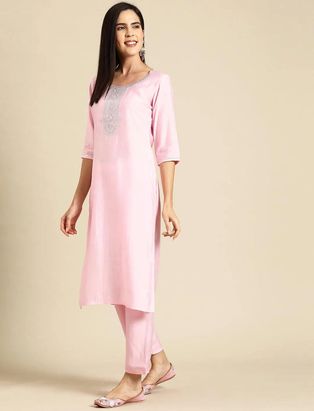 Gerua Pink Yoke Design Silk Blend Straight Suit With Dupatta