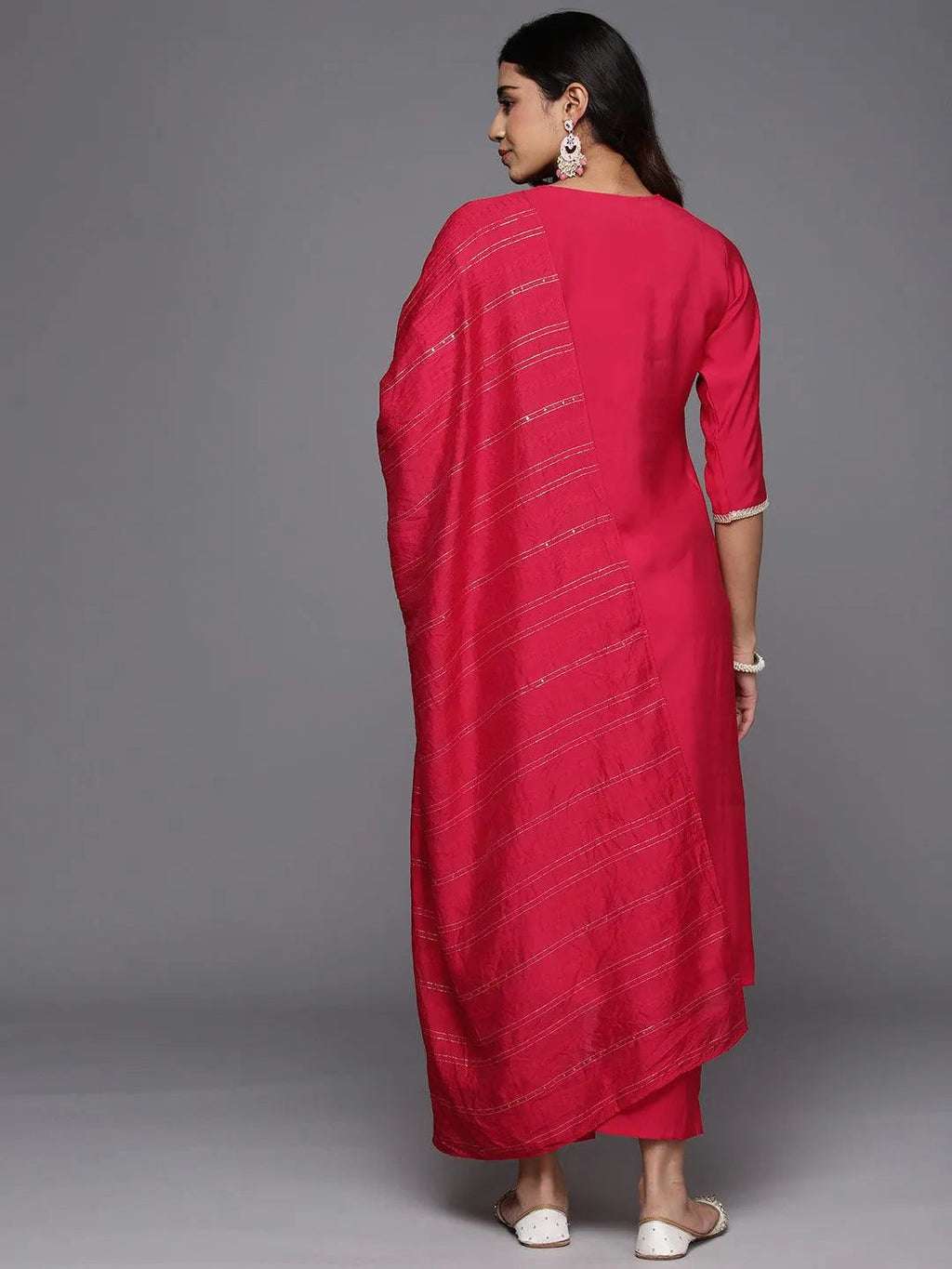 Gerua Pink Yoke Design Silk Blend Straight Suit With Dupatta