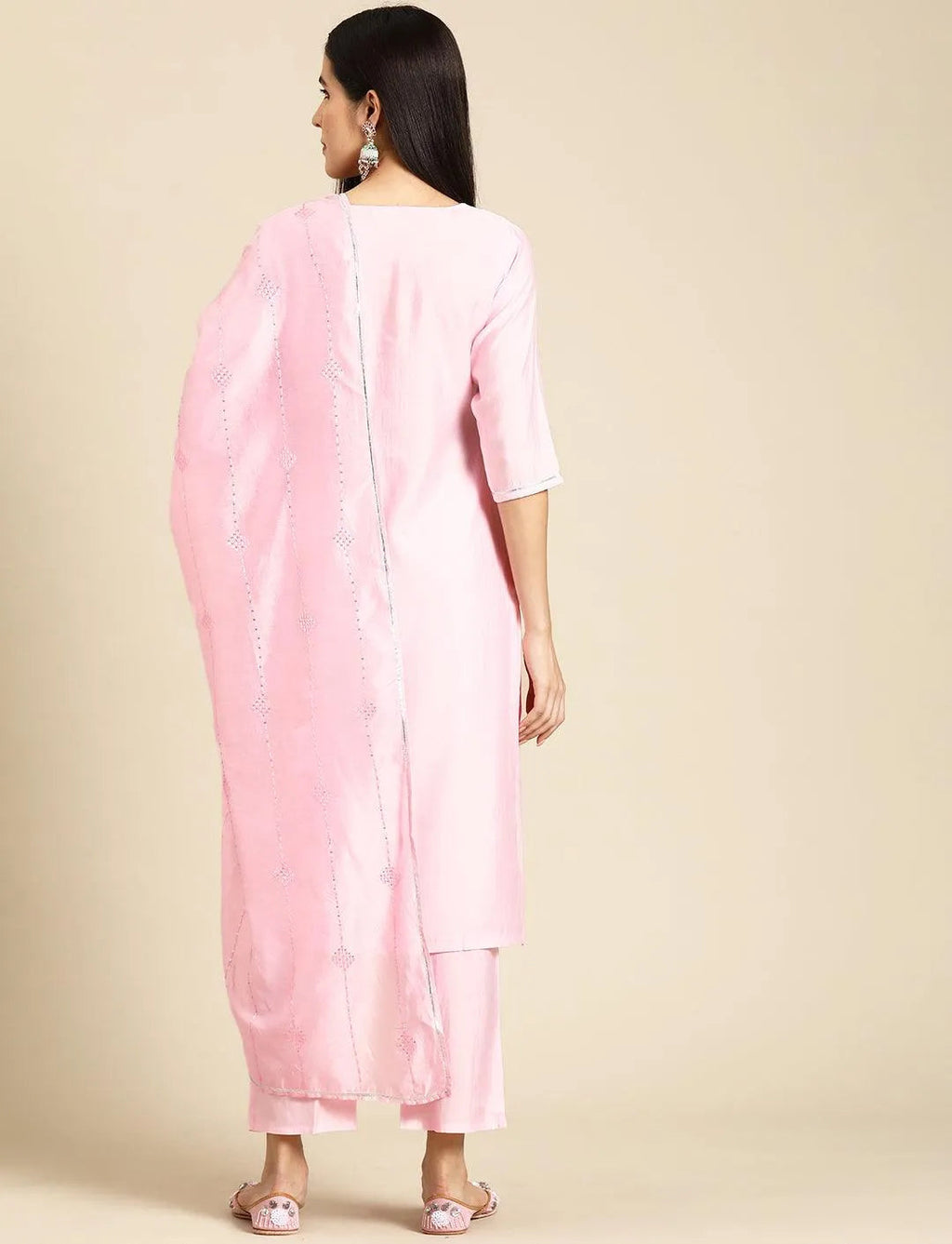 Gerua Pink Yoke Design Silk Blend Straight Suit With Dupatta