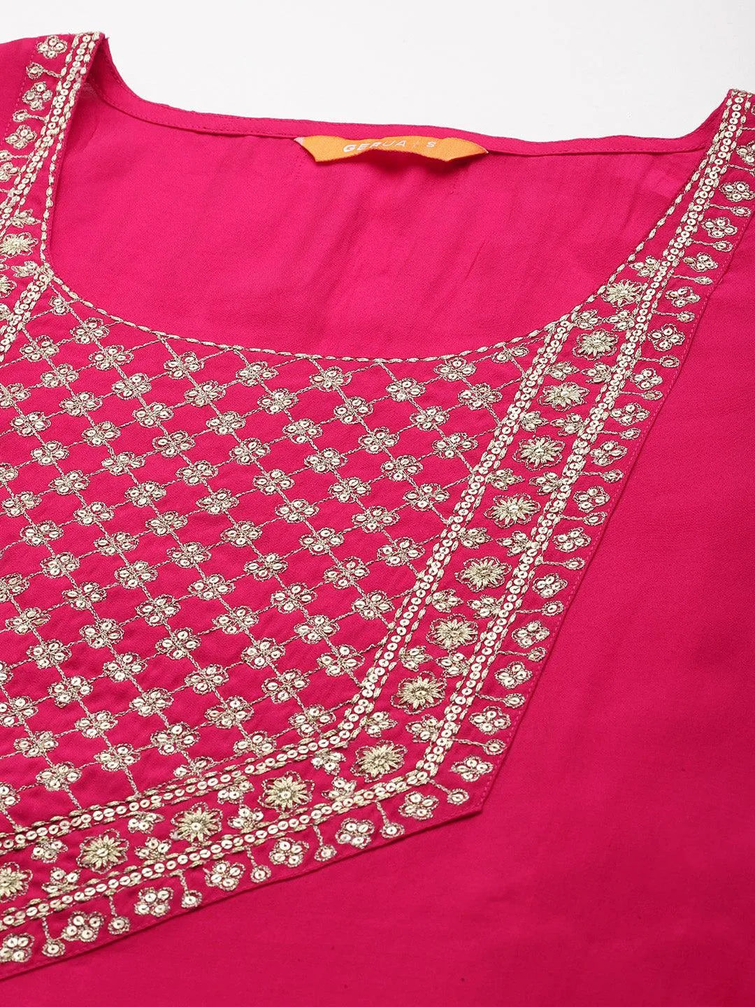 Gerua Pink Yoke Design Silk Blend Straight Suit With Dupatta