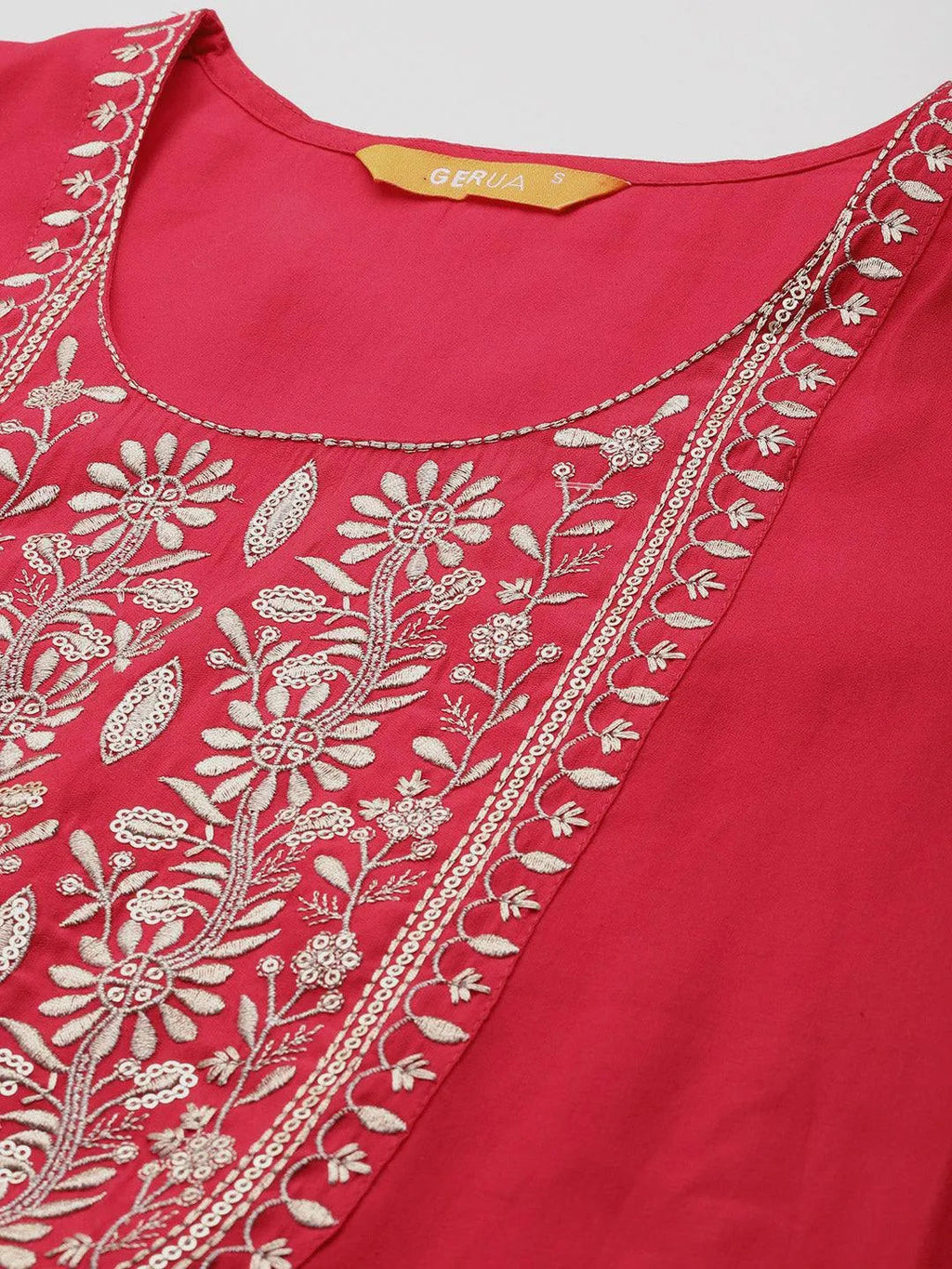 Gerua Pink Yoke Design Silk Blend Straight Suit With Dupatta