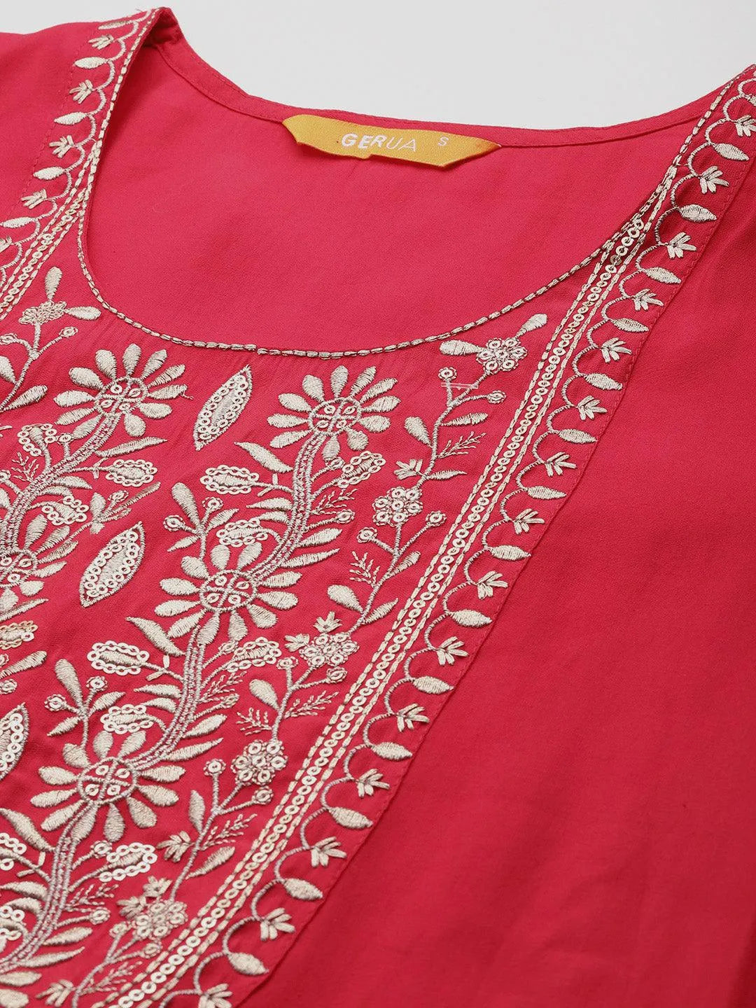 Gerua Pink Yoke Design Silk Blend Straight Suit With Dupatta