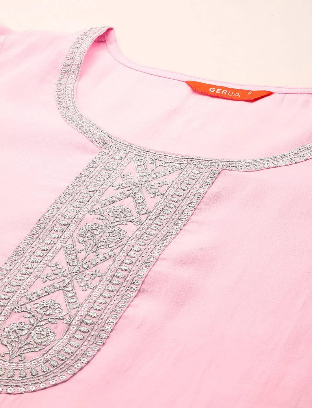 Gerua Pink Yoke Design Silk Blend Straight Suit With Dupatta