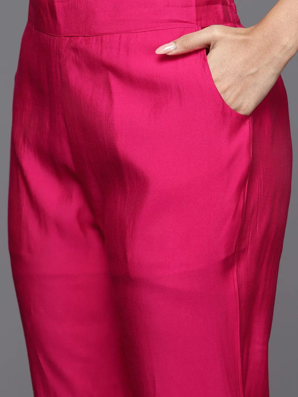 Gerua Pink Yoke Design Silk Blend Straight Suit With Dupatta