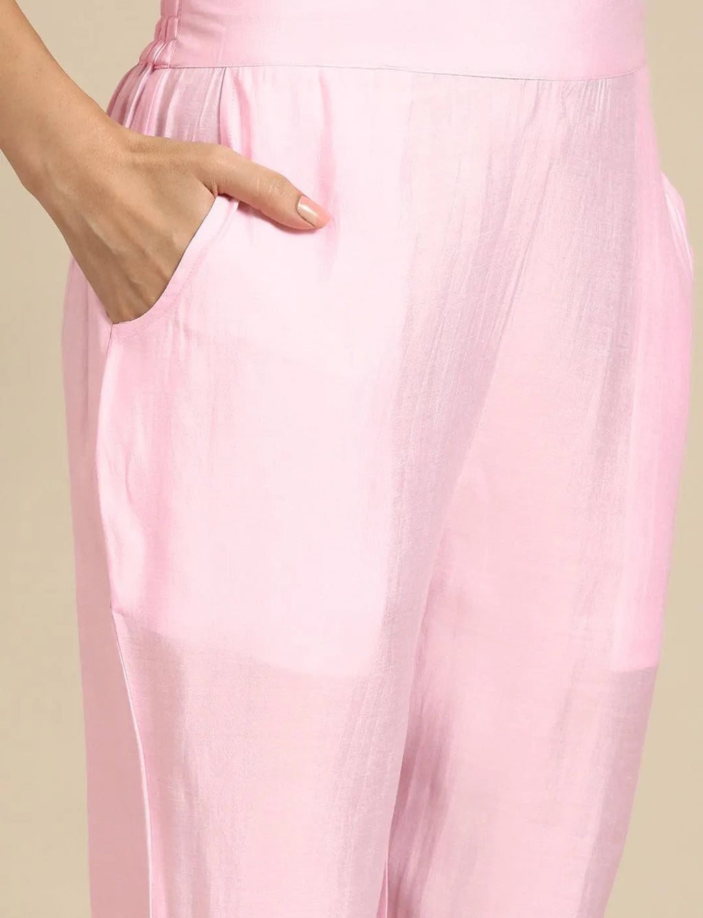 Gerua Pink Yoke Design Silk Blend Straight Suit With Dupatta