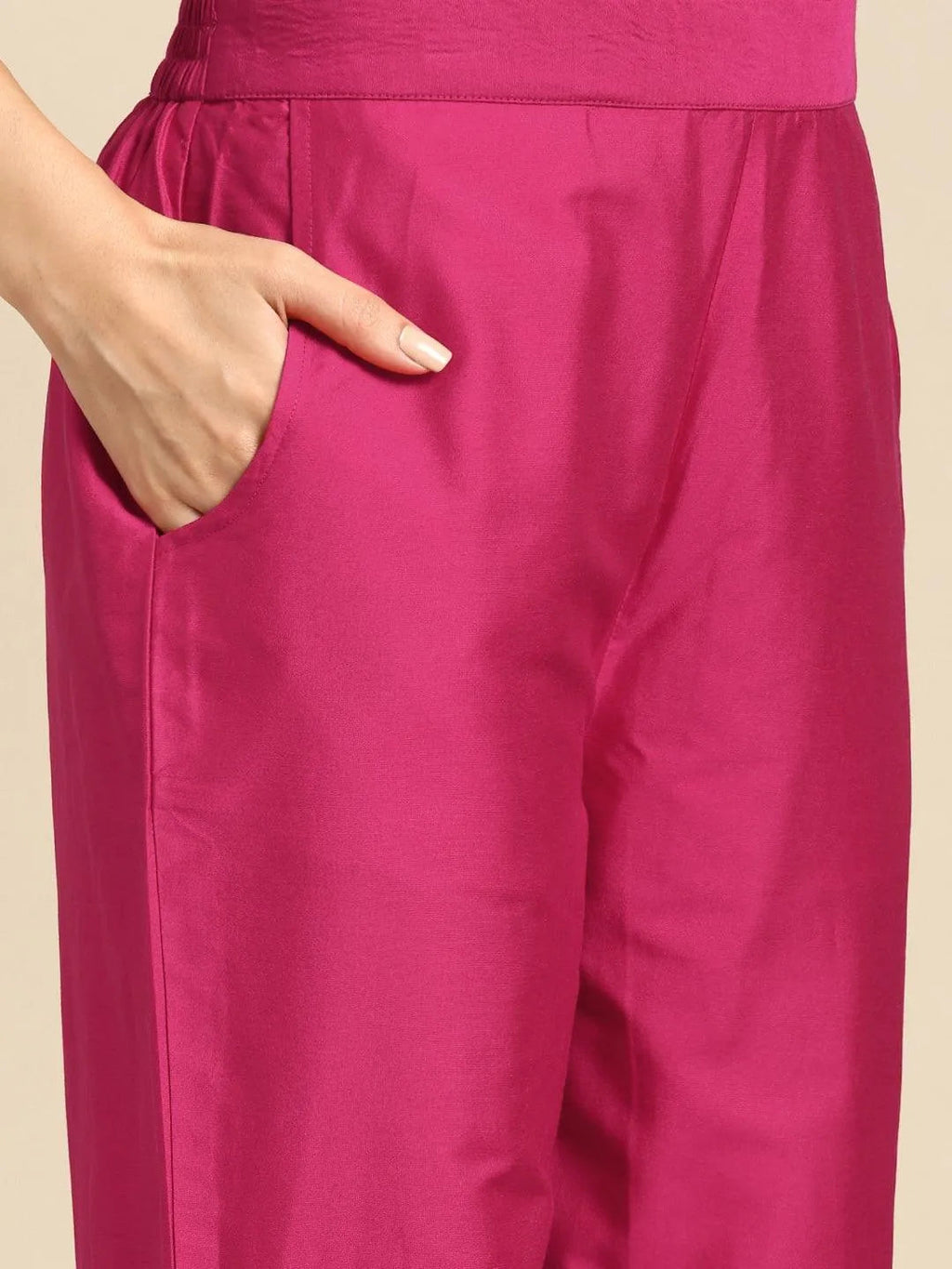 Gerua Pink Yoke Design Silk Blend Straight Suit With Dupatta