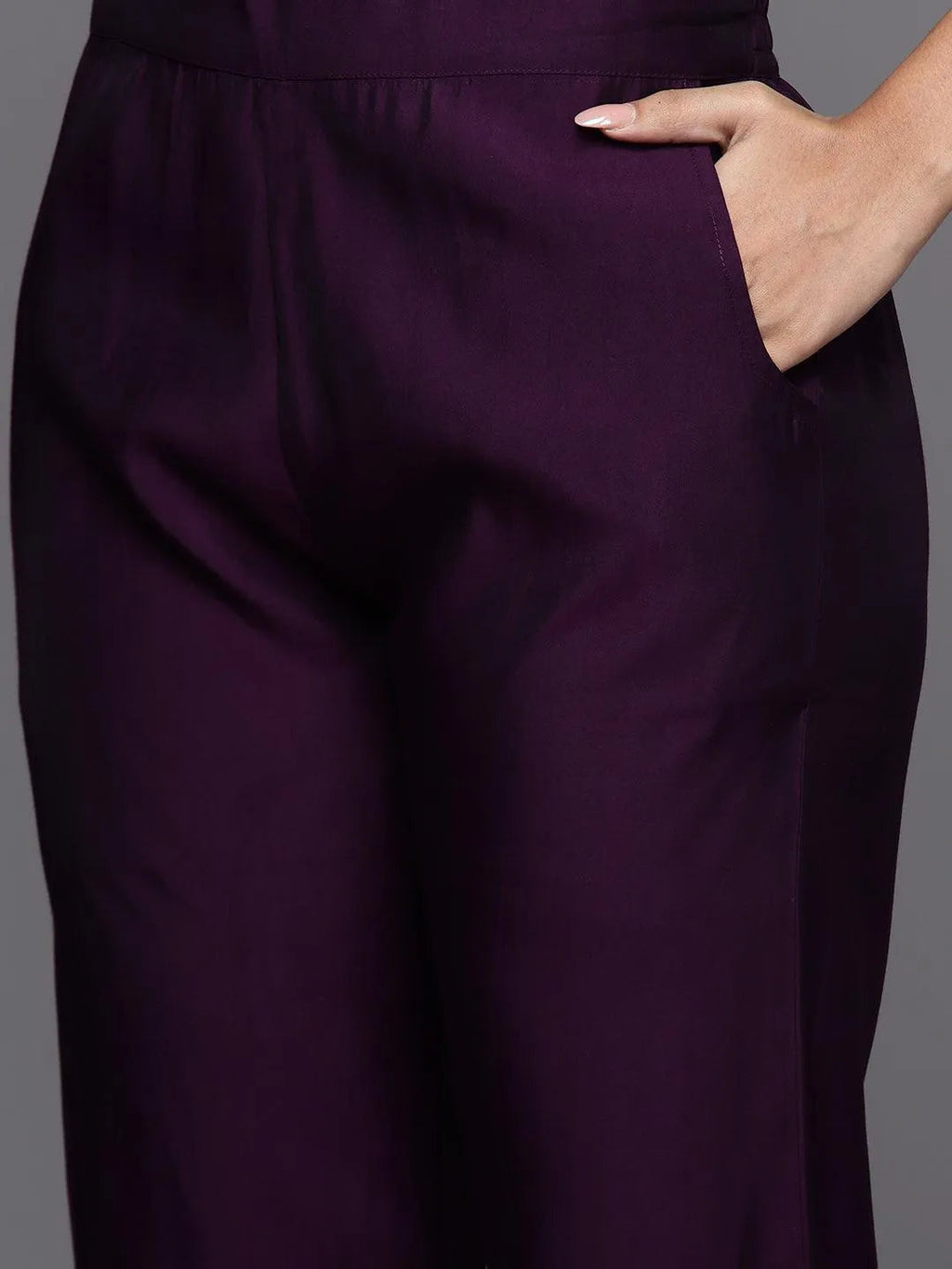 Gerua Purple Embroidered Silk Blend Straight Suit With Dupatta