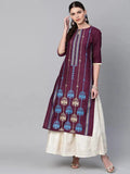Libas Purple Self Design Chanderi Kurta