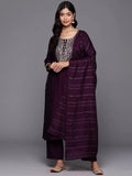 Gerua Purple Yoke Design Silk Blend Straight Suit With Dupatta