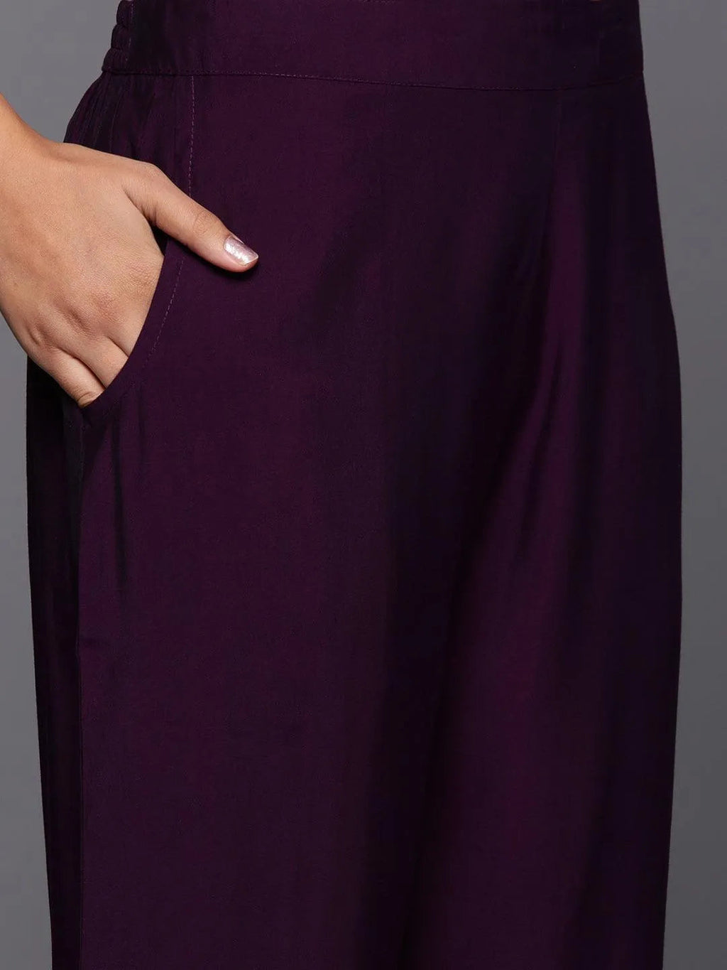 Gerua Purple Yoke Design Silk Blend Straight Suit With Dupatta
