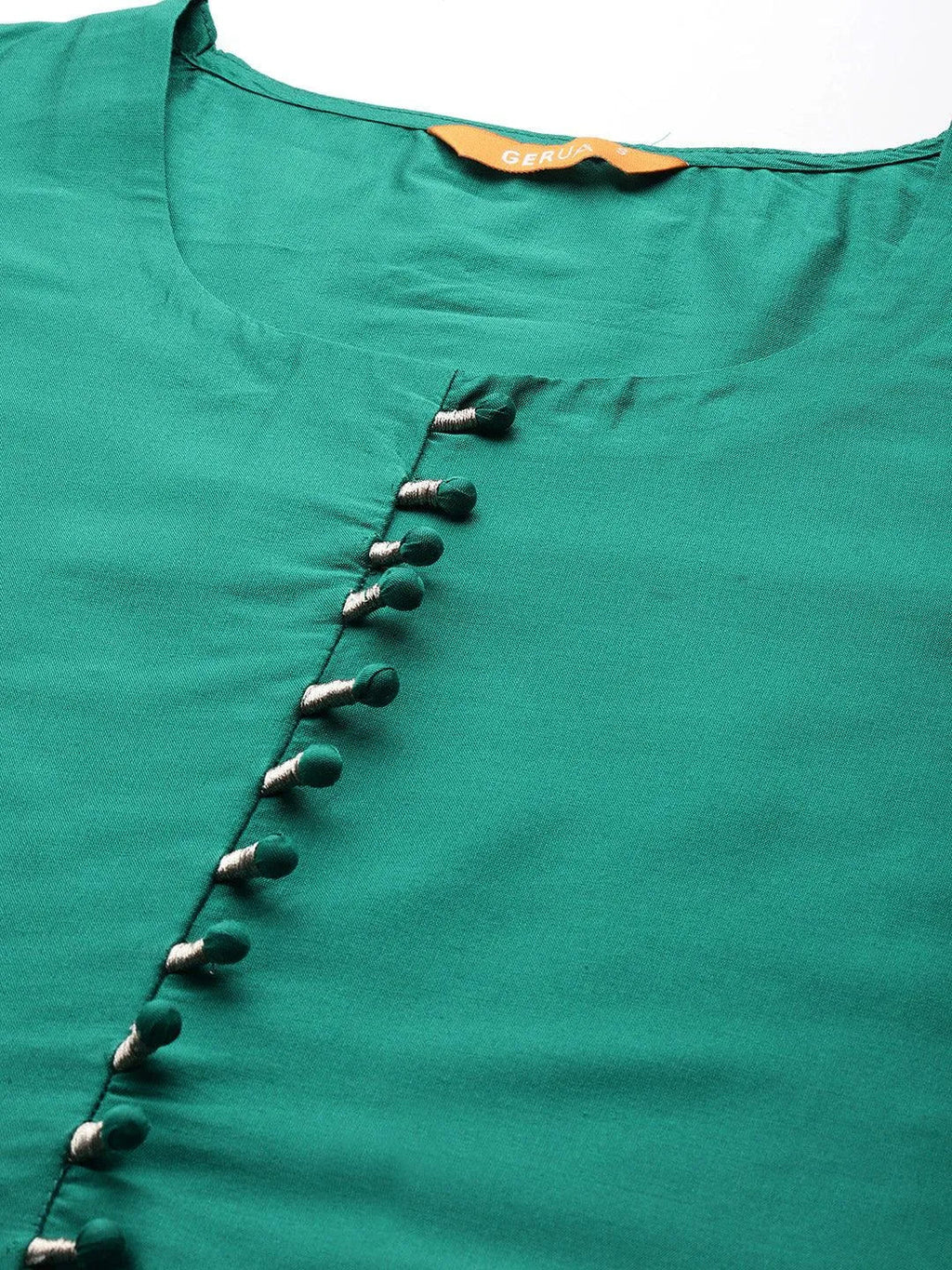 Gerua Green Solid Silk Blend Straight Suit With Dupatta
