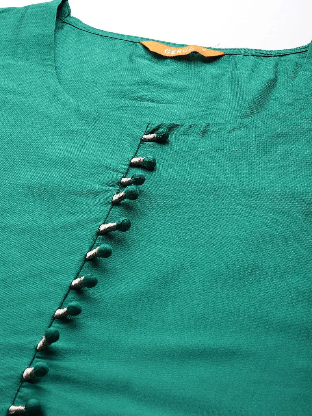 Gerua Green Solid Silk Blend Straight Suit With Dupatta
