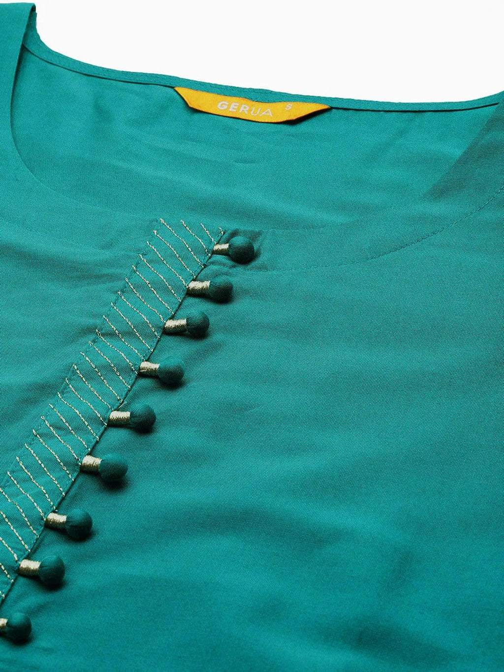 Gerua Green Solid Silk Blend Straight Suit With Dupatta