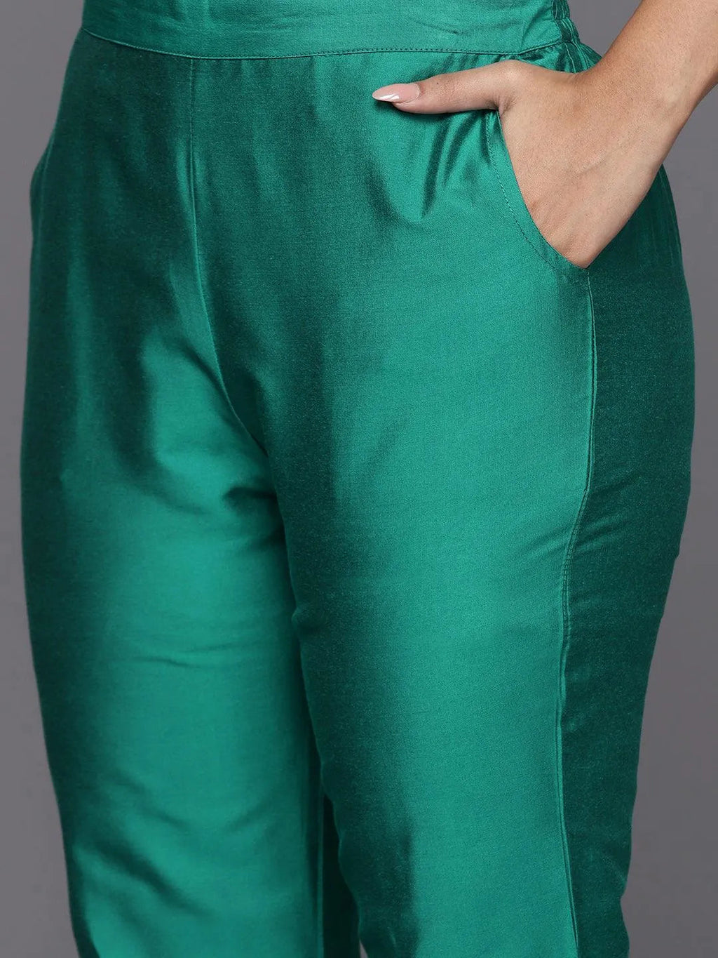 Gerua Green Solid Silk Blend Straight Suit With Dupatta