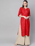 Libas Red Printed Cotton Kurta