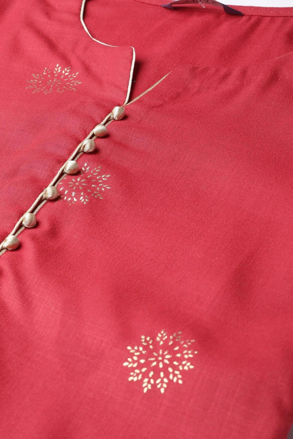 Libas Red Printed Cotton Kurta