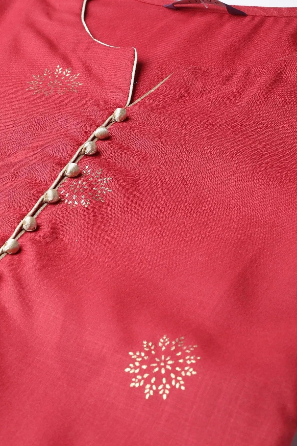 Libas Red Printed Cotton Kurta