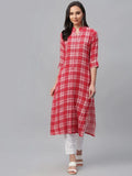 Libas Red Printed Rayon Kurta