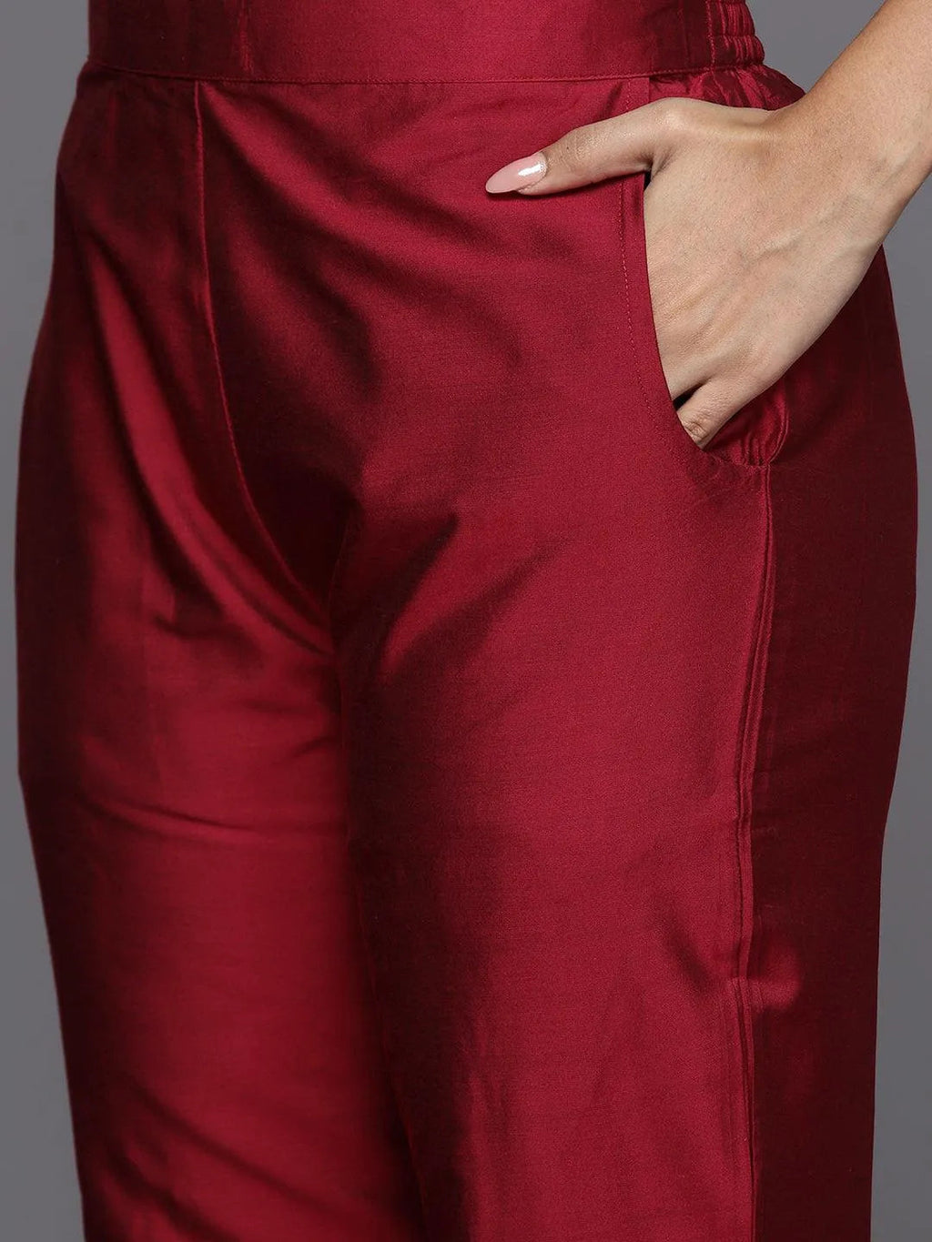 Gerua Red Yoke Design Silk Blend Straight Suit With Dupatta