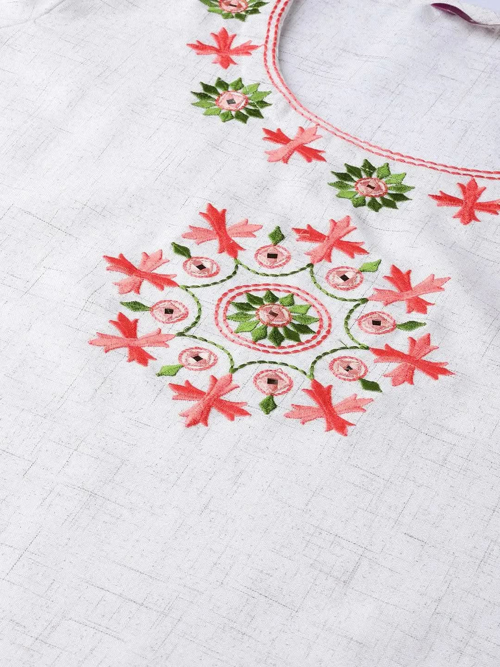 Libas White Embroidered Cotton Kurta