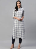Libas White Printed Rayon Kurta