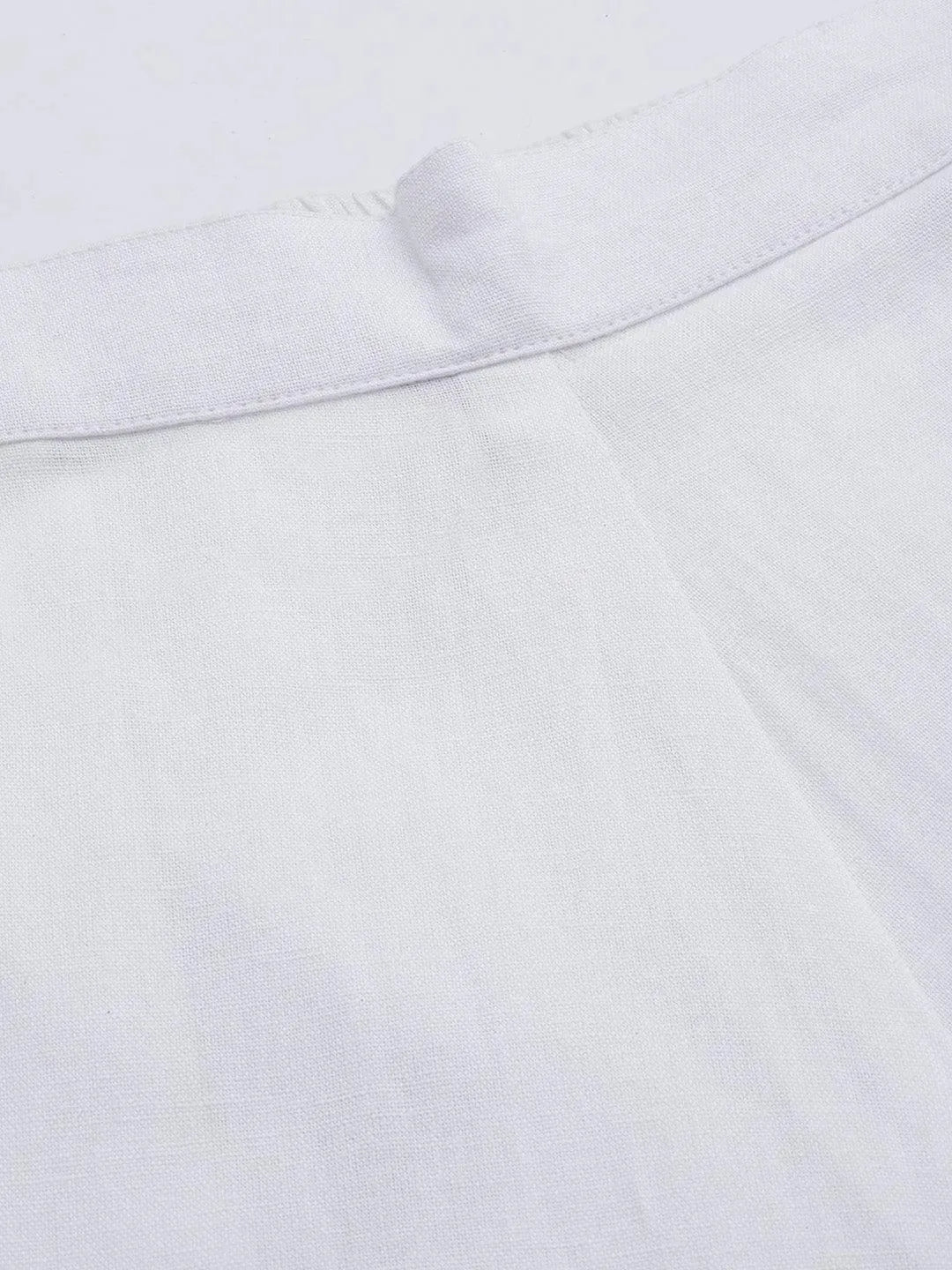 Libas White Solid Cotton Trousers