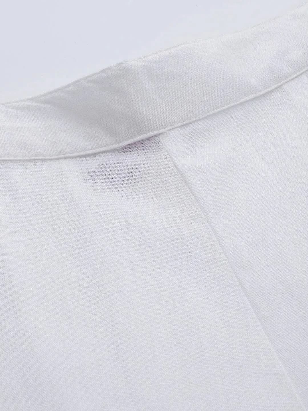 Libas White Solid Cotton Trousers